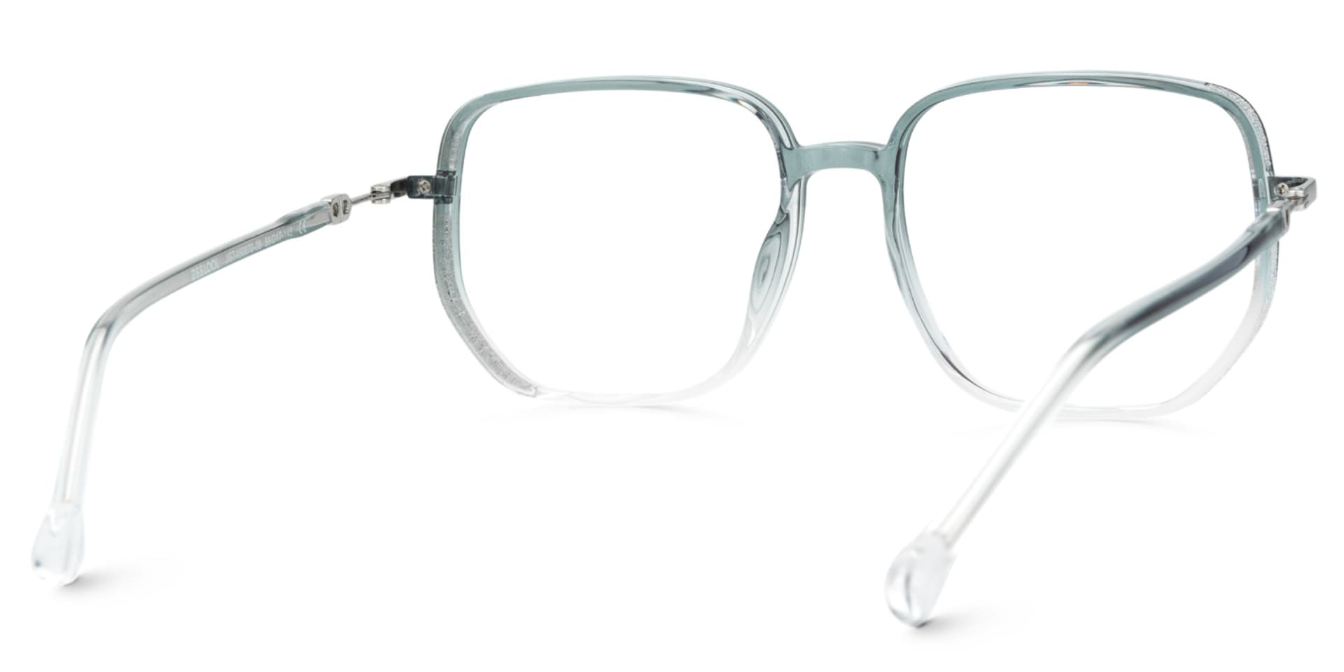 Joana Blue Green Eyeglass Frames in Geometric Wide Frame Design | Zeelool5