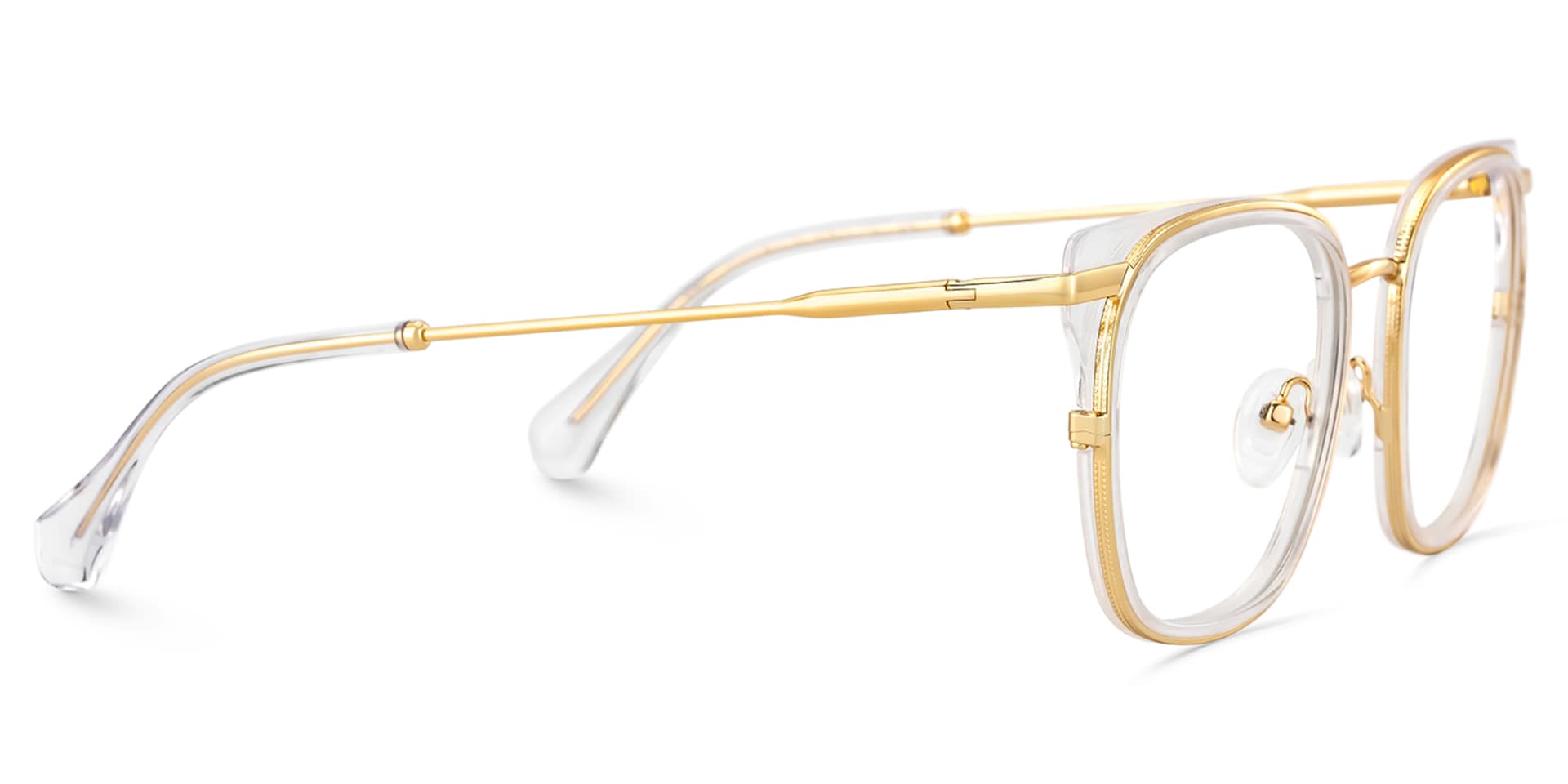 Cameron Eyeglasses in Square Crystal-gold Frame | Zeelool4