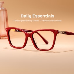 Theo Rectangle Red Glasses0