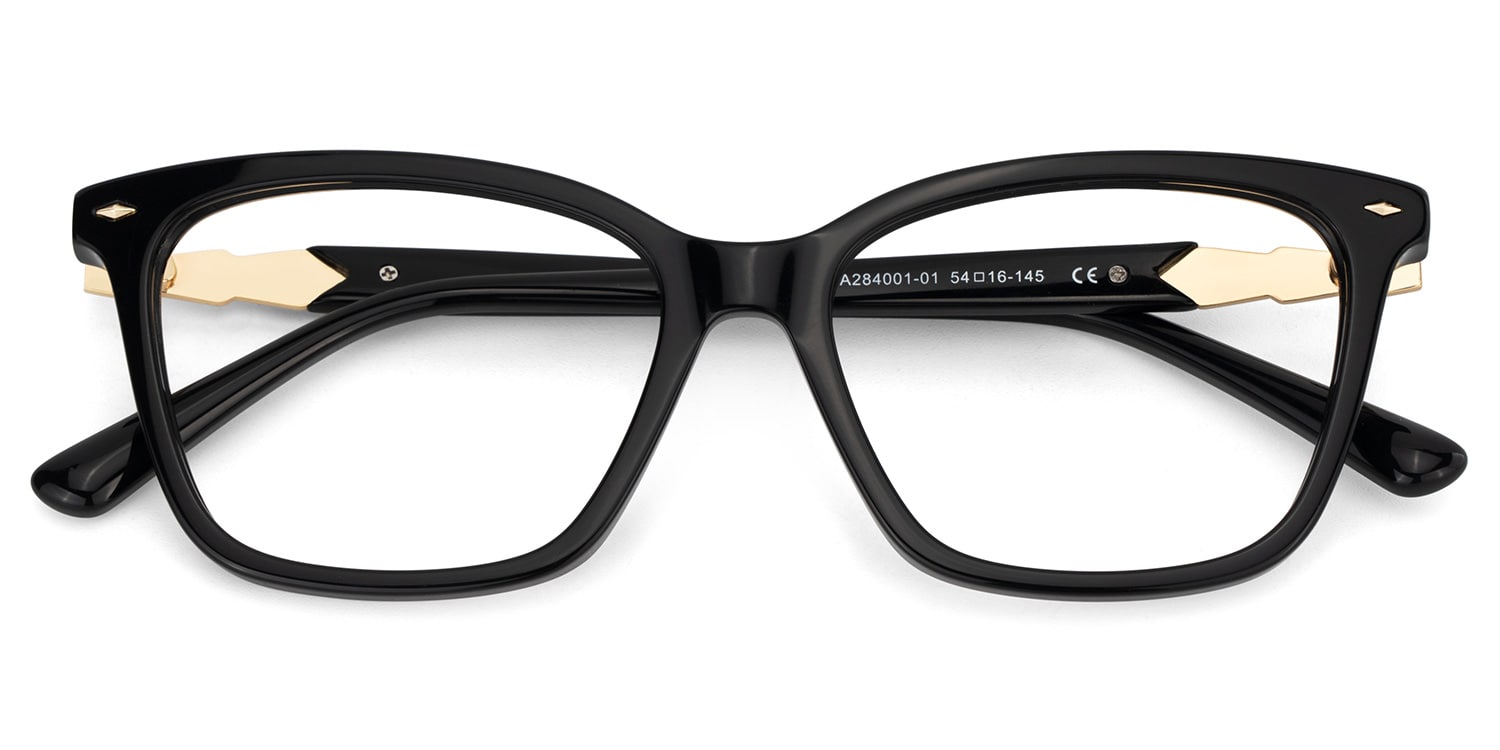 Theo Rectangle Black Glasses2