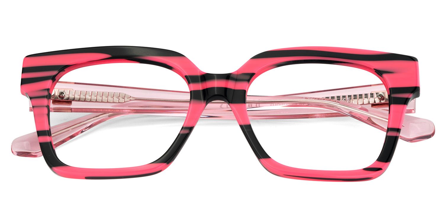 Trendy Square Glasses With Black Pink Matched2