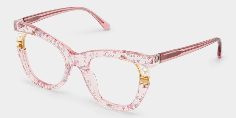 Transparent Pink Glasses with Pearl and Glitter Stars display picture 2