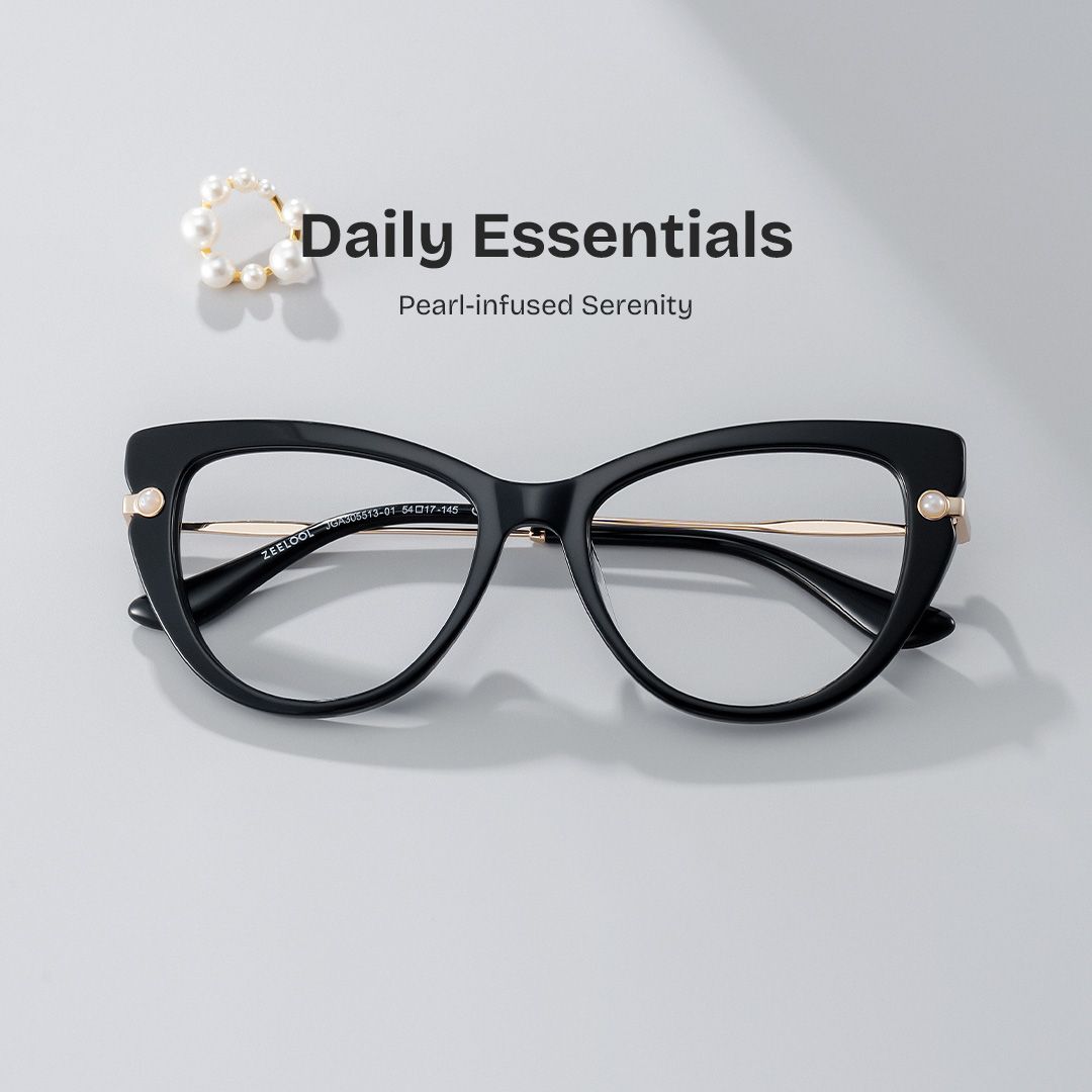 Cat eye Black Eyeglasses- Maggie Mixed Frame Glasses0