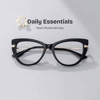 Maggie Cat eye Black Glasses0