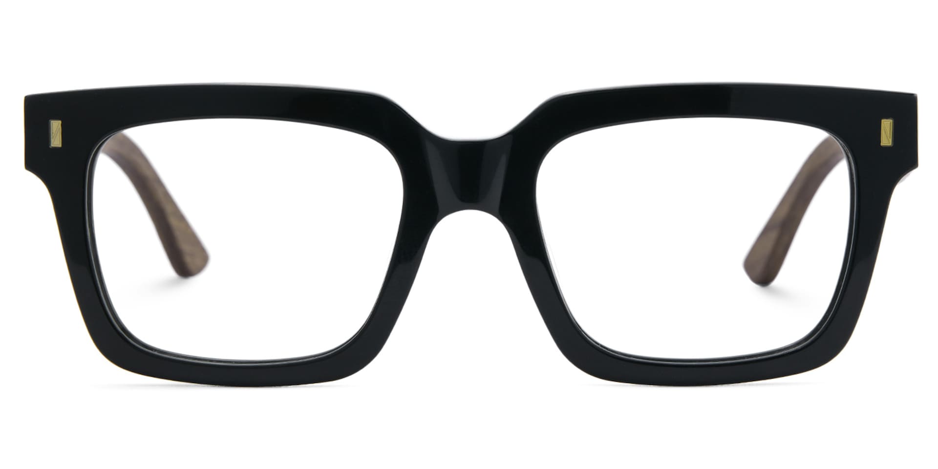 Black Rectangle Glasses With Wood Temples For Men1