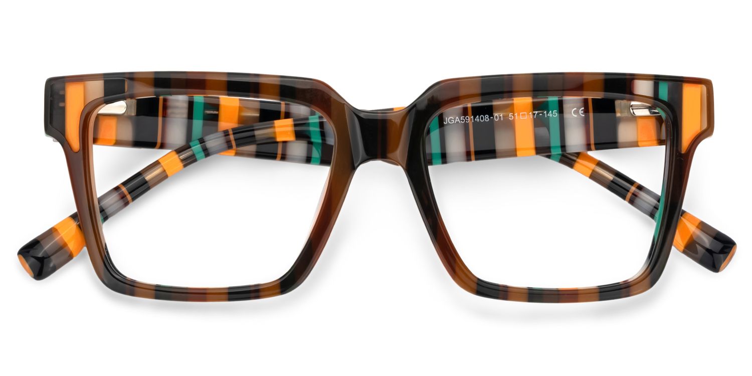 Brown Stripe Square Acetate Glasses1