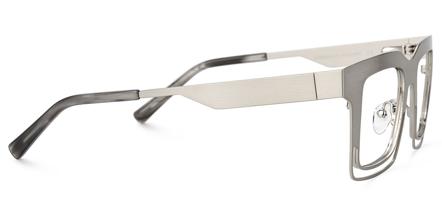 Evan Rectangle Silver Frame Eyeglasses for Males | Zeelool3