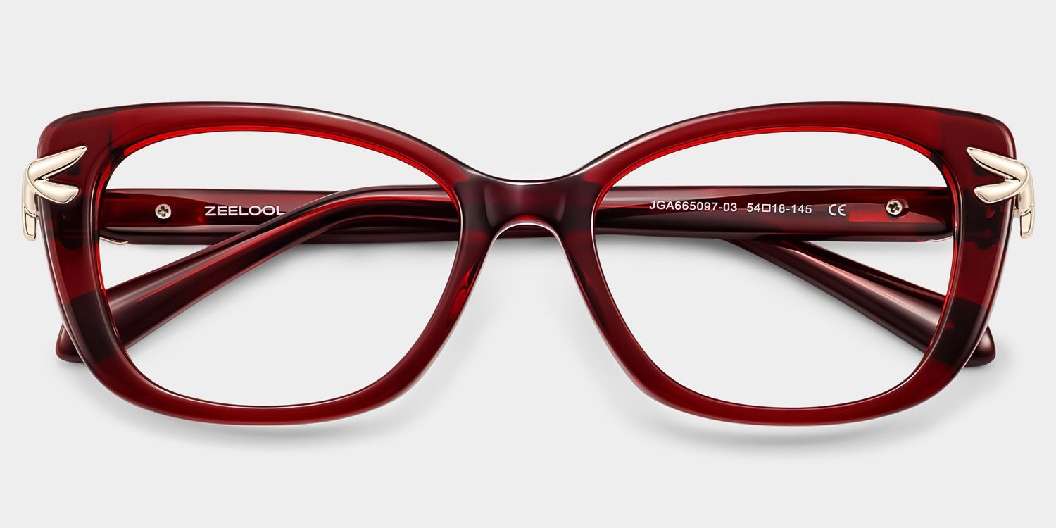 Isolde Burgundy Cat-Eye Glasses | ZEELOOL2