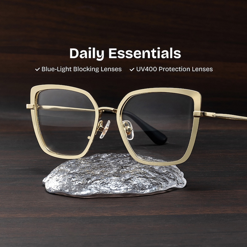 ZEELOOL Max Square Gold Glasses