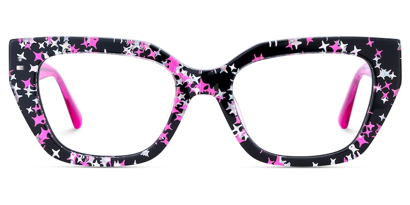 Flare Rectangle Black Pink Glasses