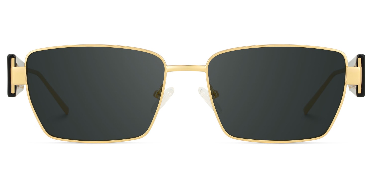 Aluna Rectangle Gold Polarized Sunglasses0