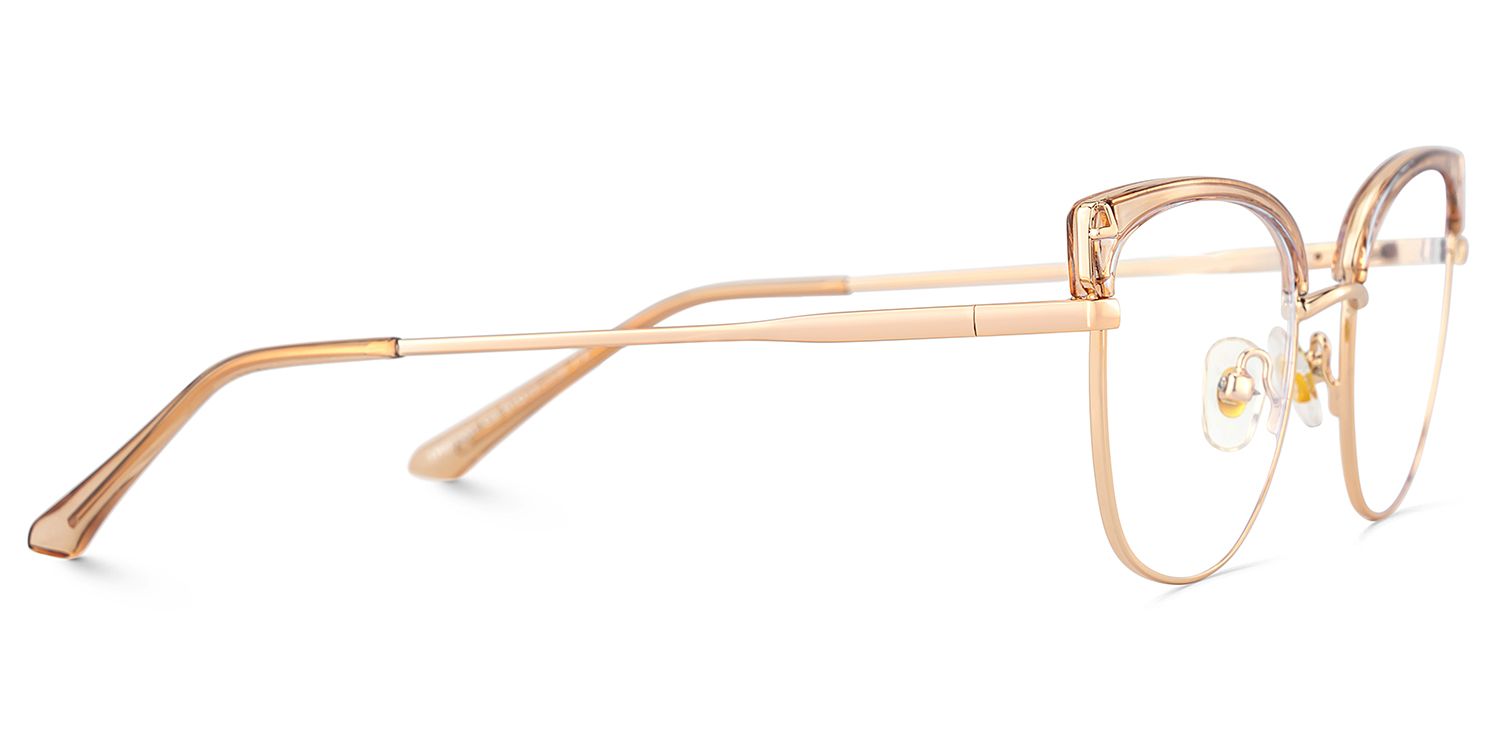 Beau Eyeglasses in Cat eye Beige Gold Frame | Zeelool4