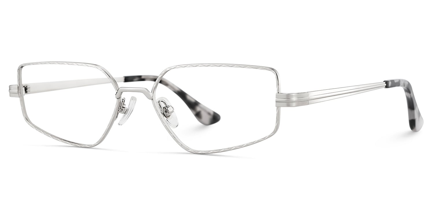 Rectangle Silver Eyeglasses- Lyle Metal Frame Glasses3