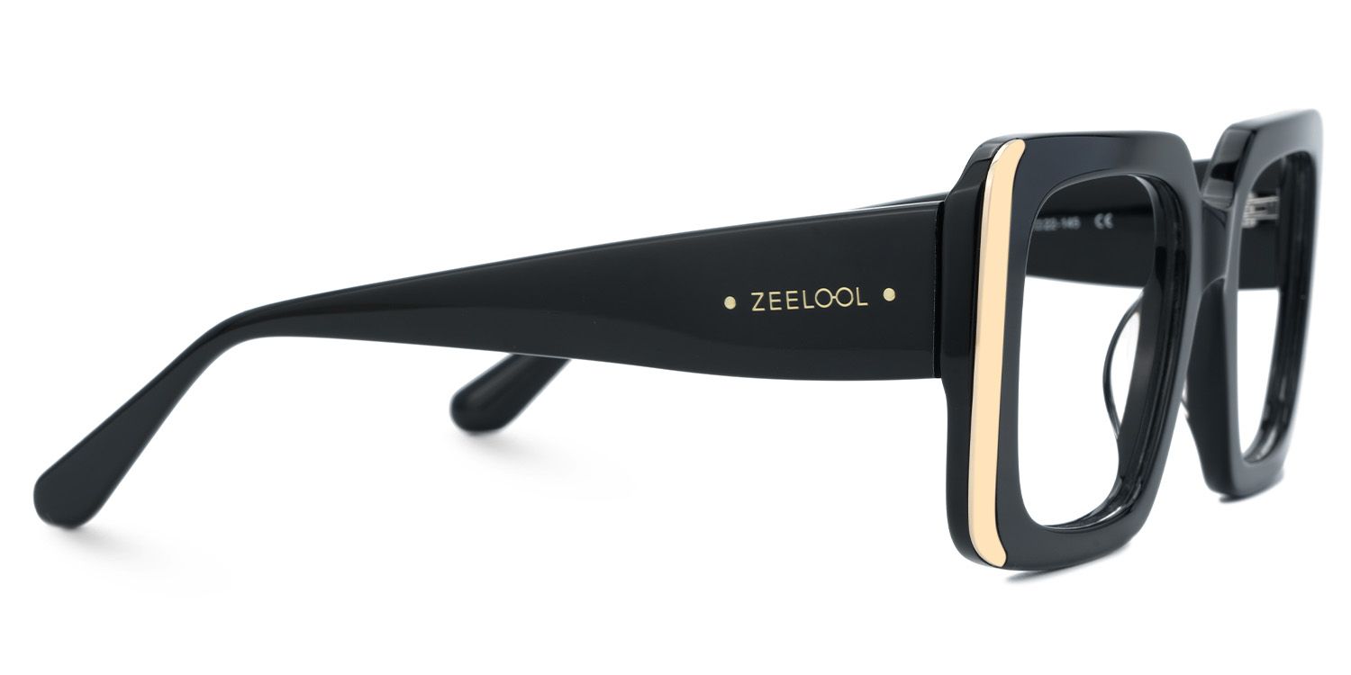 Black Rectangle Eyeglass Frames - Jesse Acetate Frame Glasses2