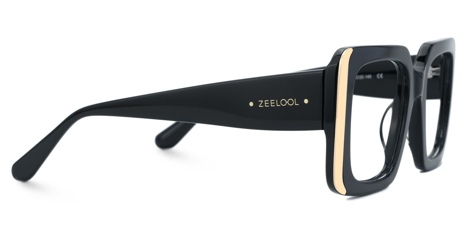 Jesse Rectangle Black Glasses2