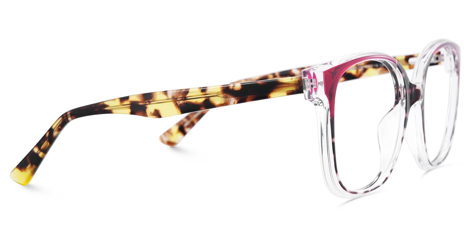 Square Tortoise Eyeglasses With Red Color Matching5