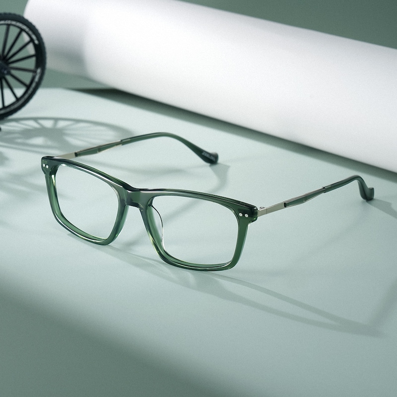 ZEELOOL Cozy Rectangle Green Glasses