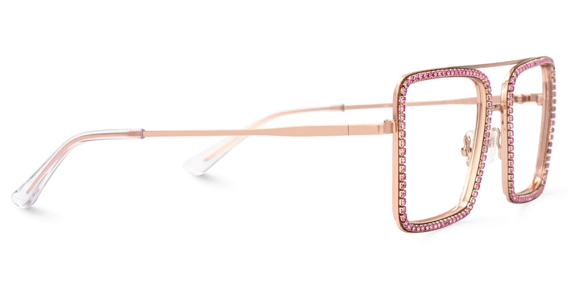 Diva Glasses, Rose Gold Eyeglasses with Pink Diamond4