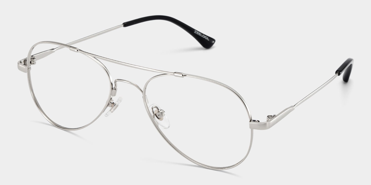 Aviator Silver Glasses | Zeelool Glasses