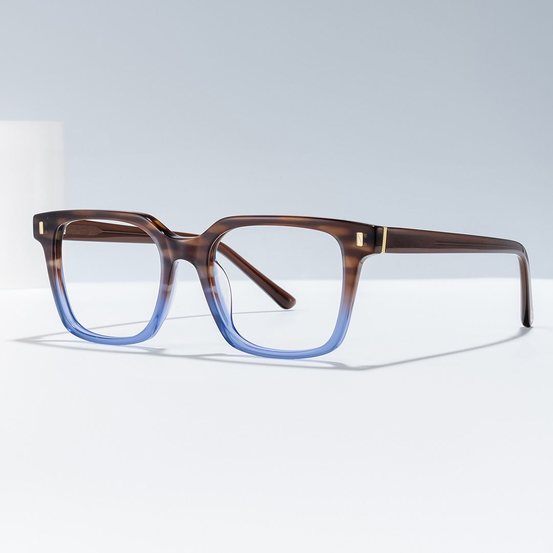 Pagel Brown Gradient Blue Thin Frame Eyeglasses | Zeelool0