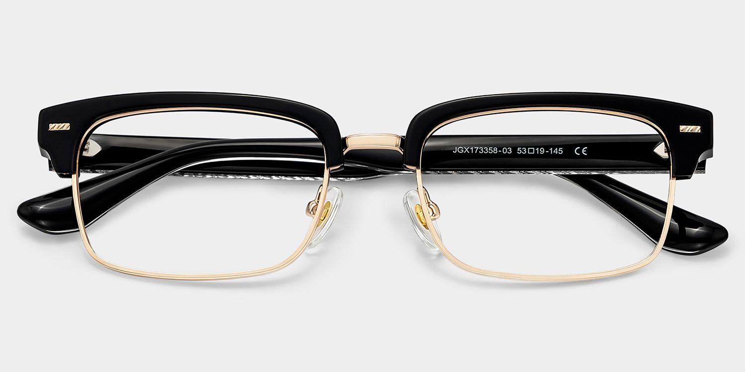 Eden Rectangle Black Frames Glasses in Rx Option | ZEELOOL2