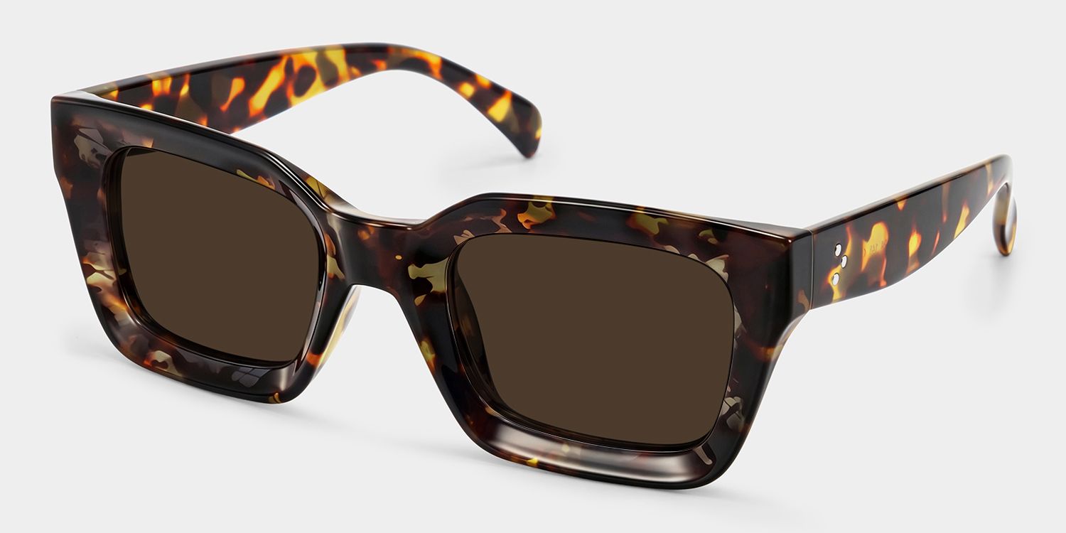 Nevaeh Plastic Tortoise Square Frame Sunglasses | ZEELOOL2