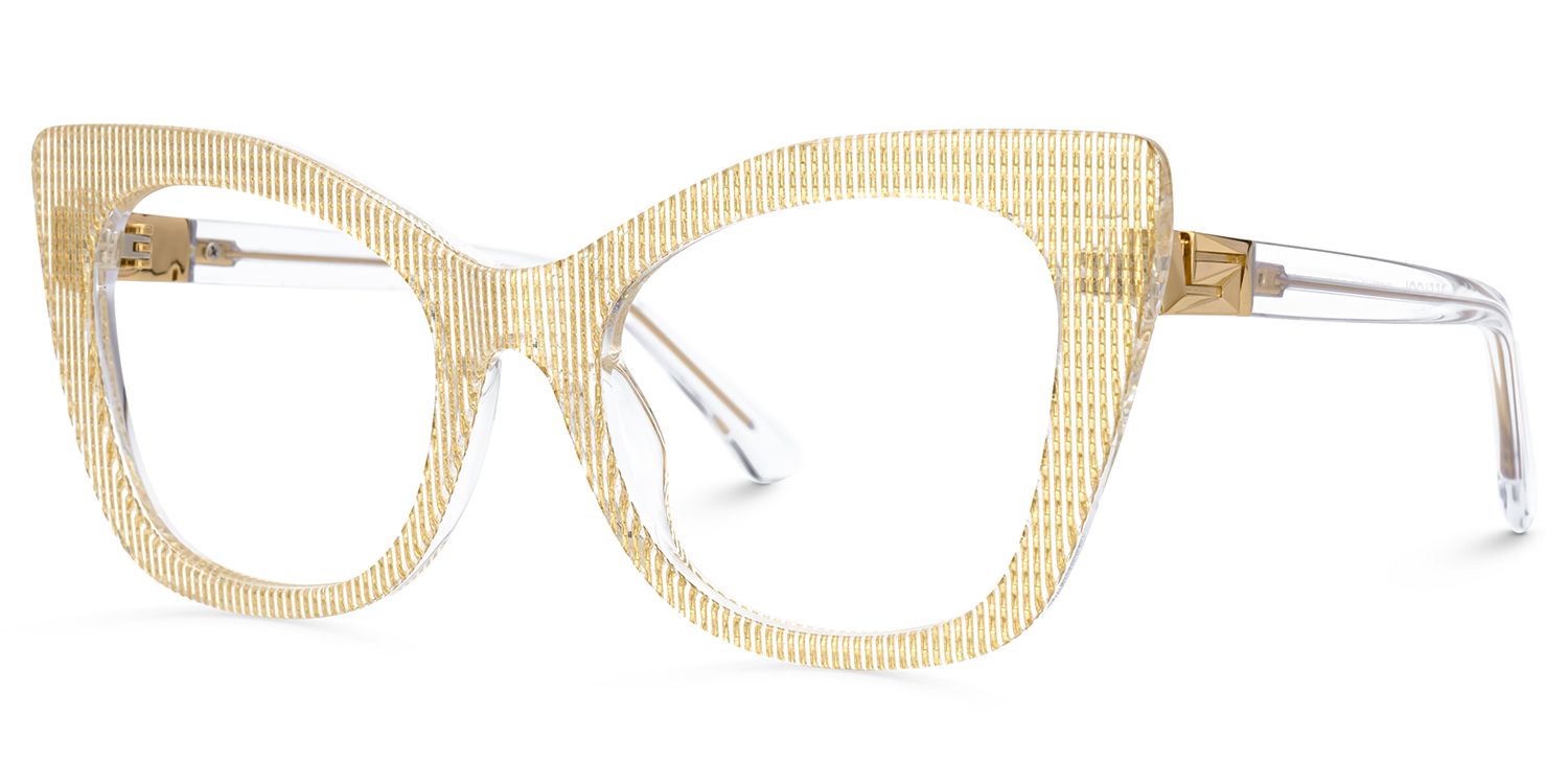 Yellow Gold Full rim Cateye Eyeglasses -Vela on Sale | Zeelool1