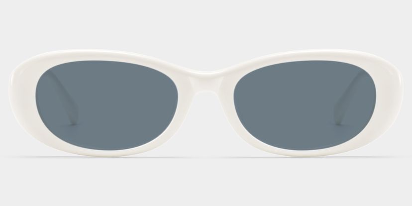 Catherine White Oval Sunglasses
