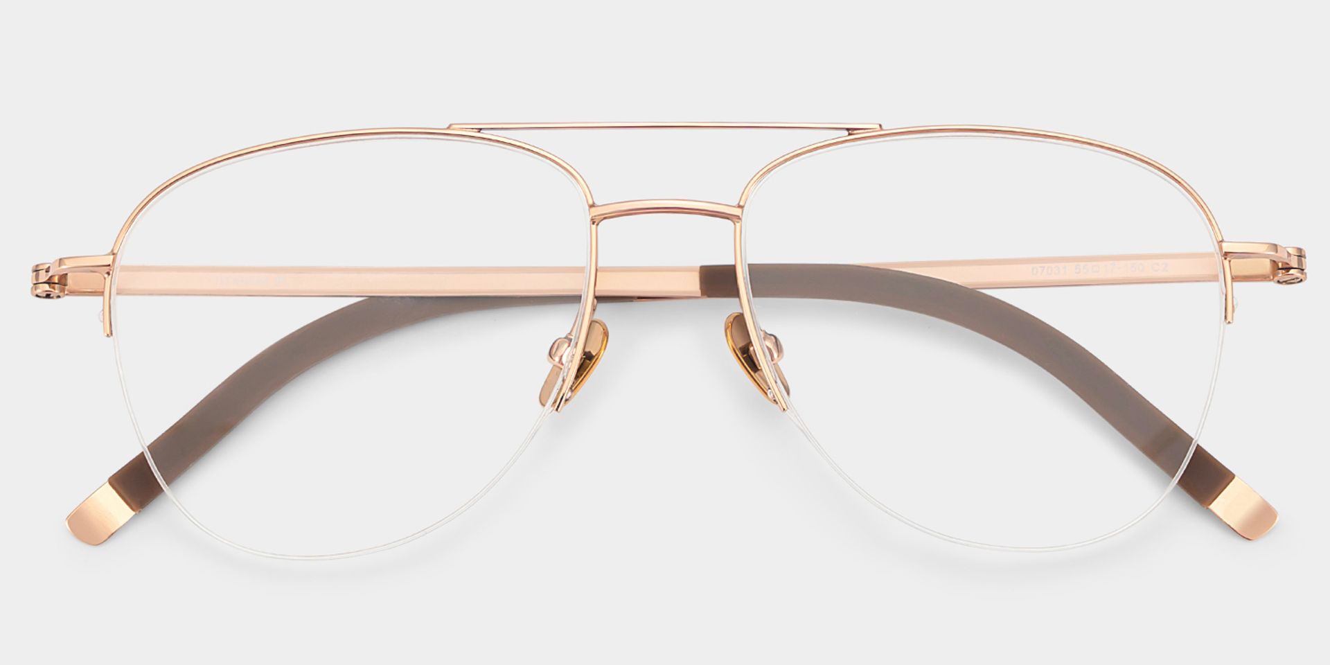 Grayson Half Rim Aviator Eyeglasses in Gold Wide Frames | ZEELOOL2