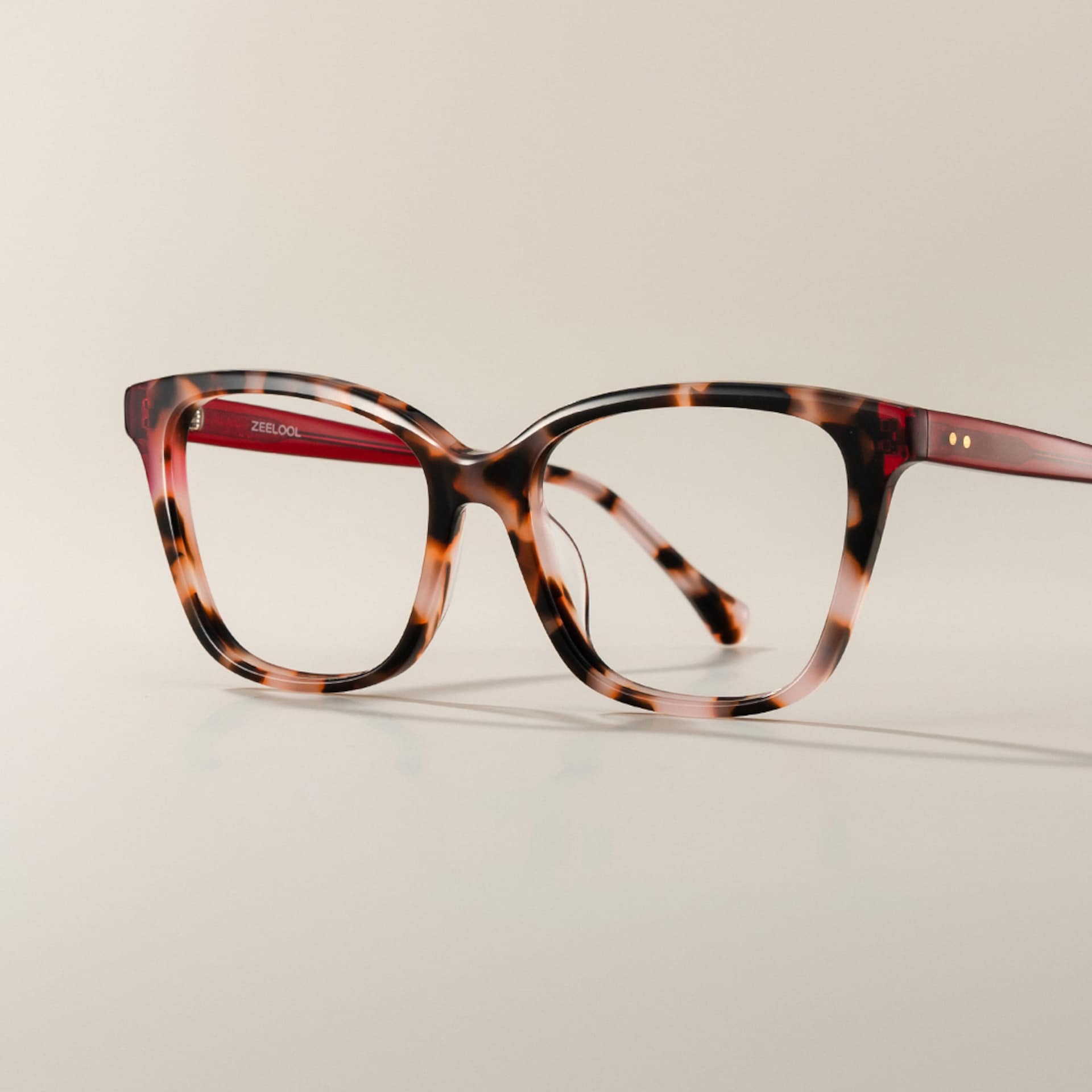 Lena Square Pink Tortoise Frame Eyeglasses for Woman| ZEELOOL0
