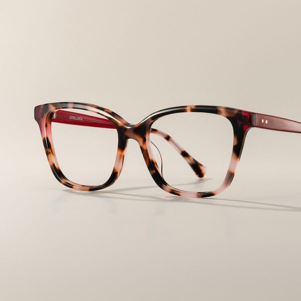 Lena Square Pink Tortoise Frame Eyeglasses for Woman| ZEELOOL display picture 3