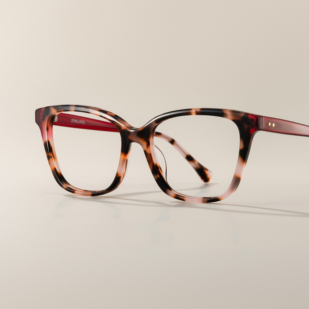 Lena Square Pink Tortoise Frame Eyeglasses for Woman| ZEELOOL0