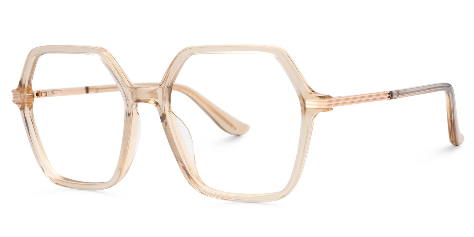 Viona Geometric Champagne Full-Frame Glasses | Zeelool1