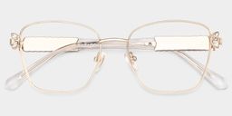 Ellie Rectangle Light Gold Glasses2