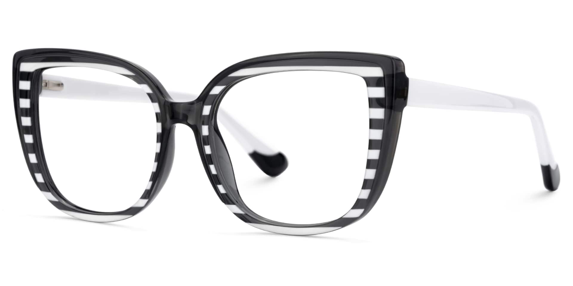 Large Black White Eyeglasses Frames With Cat Eye Shape3