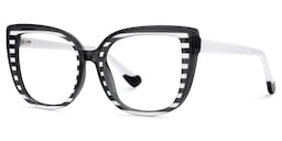 Fenn Cateye Black White Glasses3