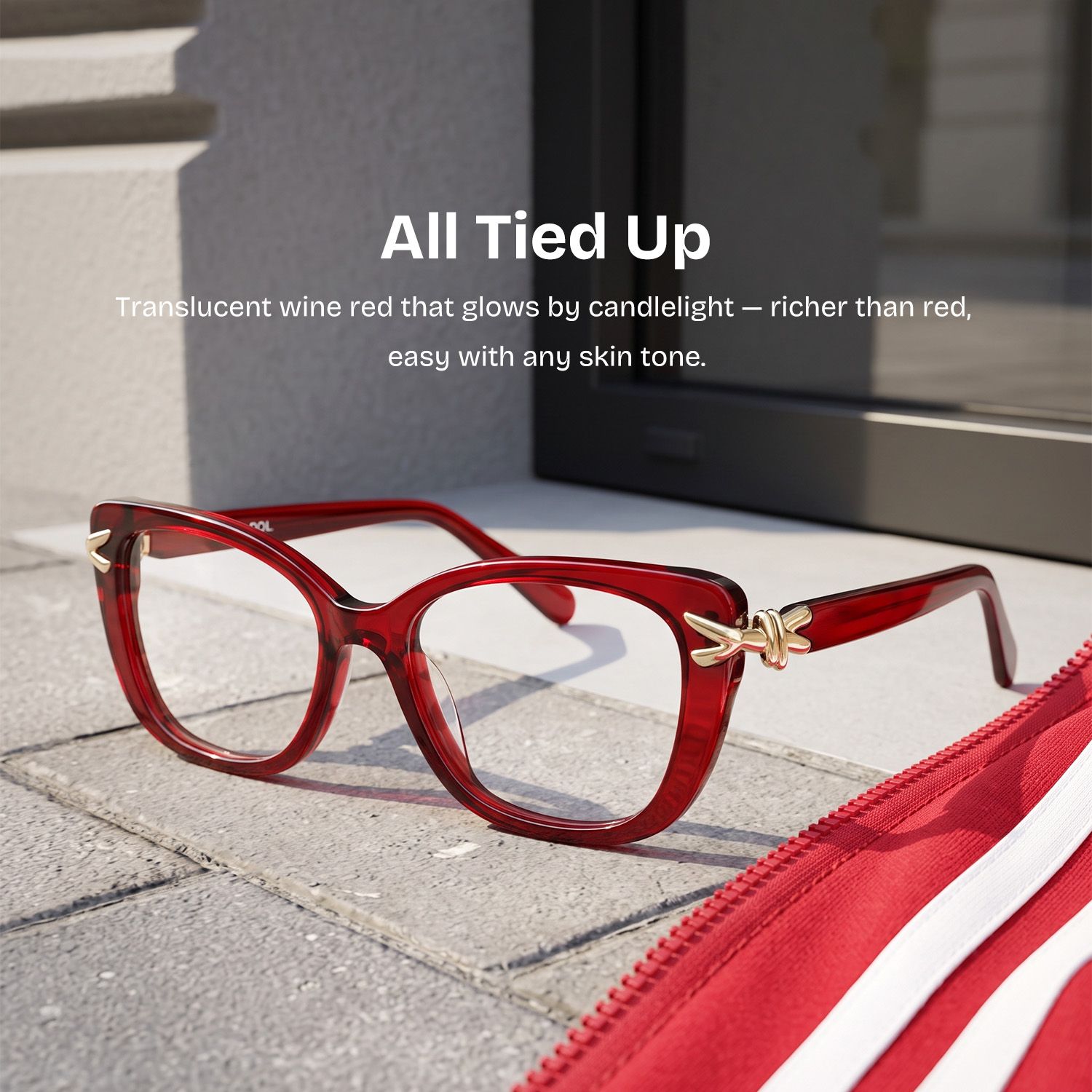 Isolde Burgundy Cat-Eye Glasses | ZEELOOL0