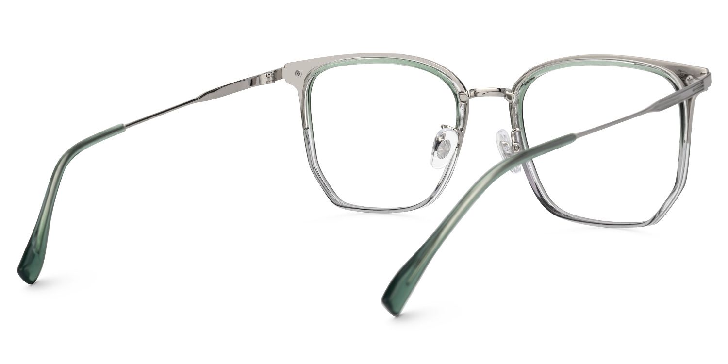 Roque Mixed-material Geometric Green Frame Glasses | Zeelool3
