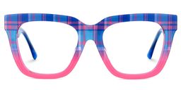 Boston Square Blue-Plaid Glasses0
