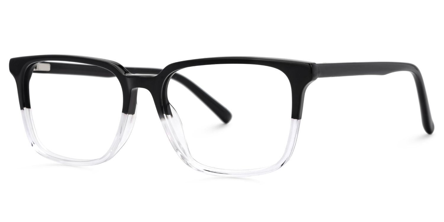 Barnhill Acetate Square Black-Clear Frame Glasses | Zeelool1