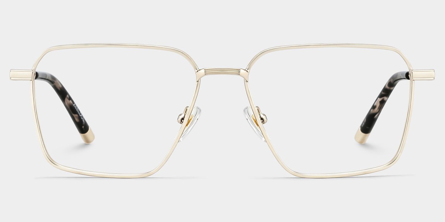 Ashley Gold Square Eyeglass Frames for Men | ZEELOOL1
