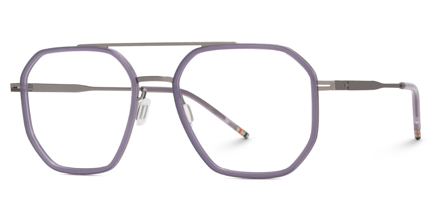 Purple Mixed-Materials Aviator Eyeglasses- Bethany1