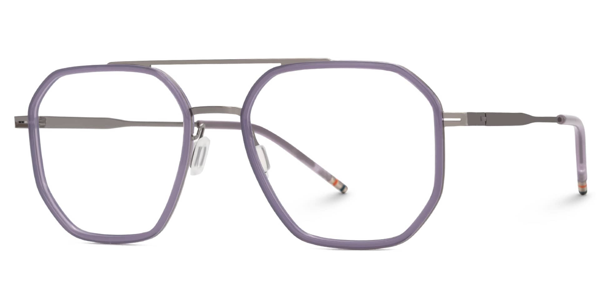 Purple Mixed-Materials Aviator Eyeglasses- Bethany1