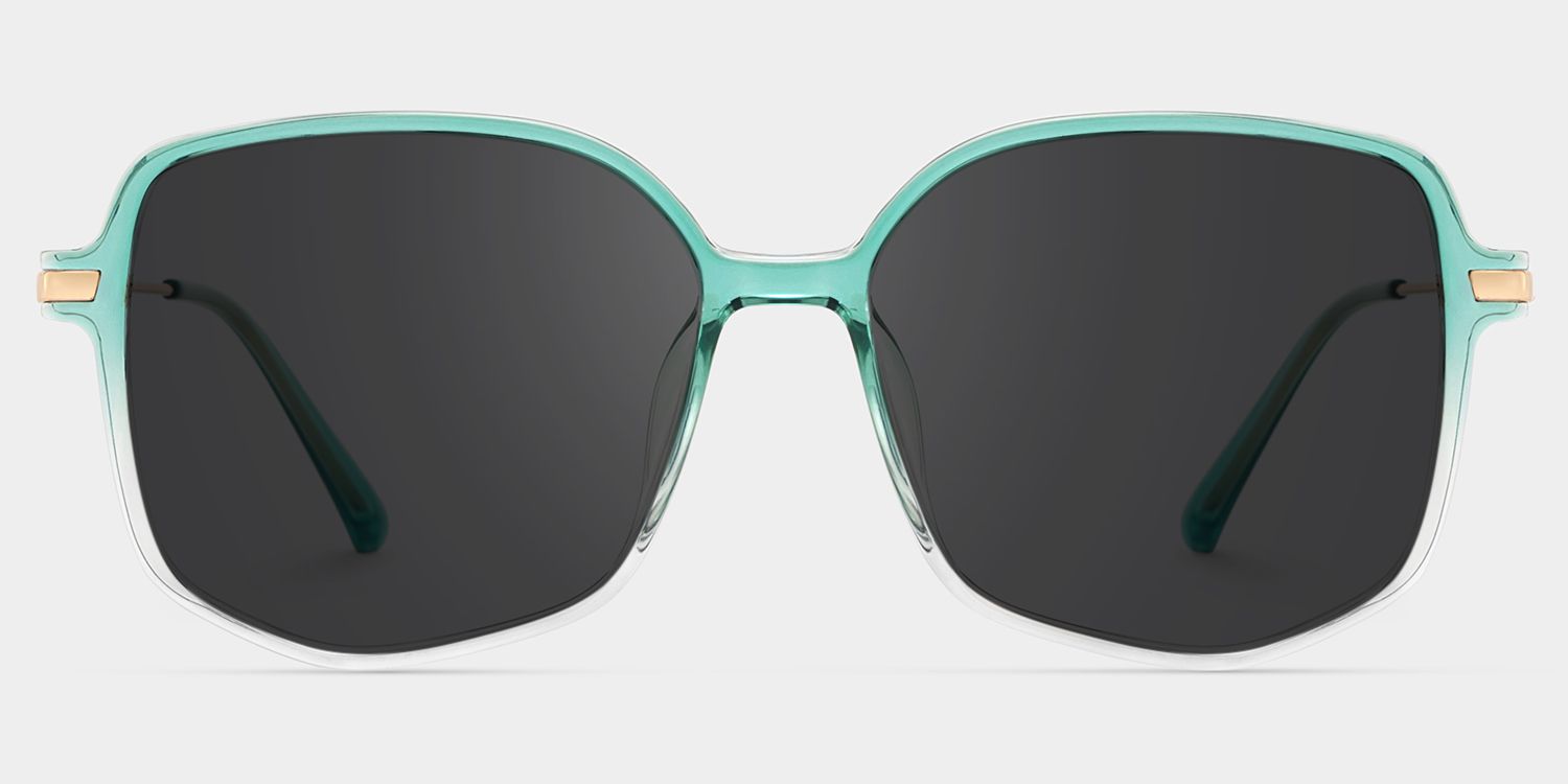 Payton Tr90 Green Geometric Frame Sunglasses | ZEELOOL0