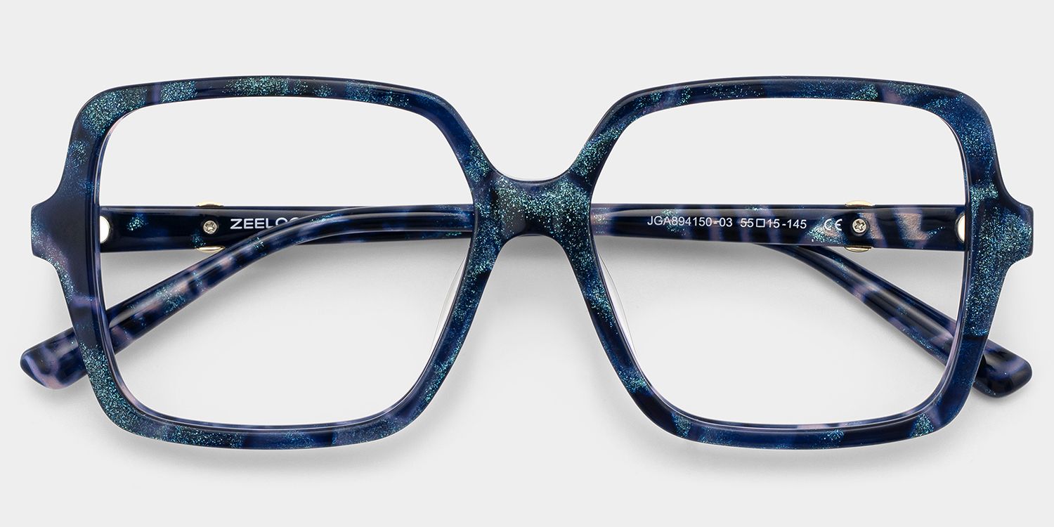 Buy Blue Tortoise Elena Square Eyeglasses | ZEELOOL