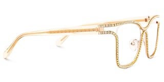 Shine Square Gold White Glasses4