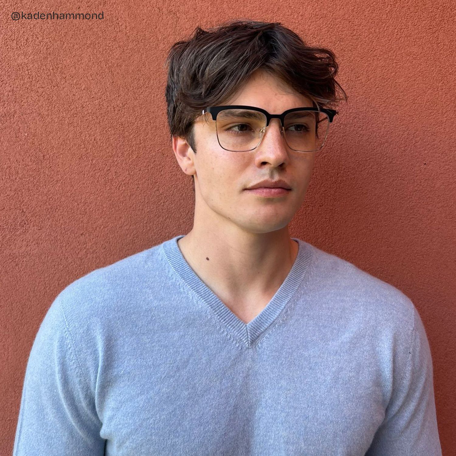 Cleo Black Gold Frame Glasses with Browline Frame Online | ZEELOOL7