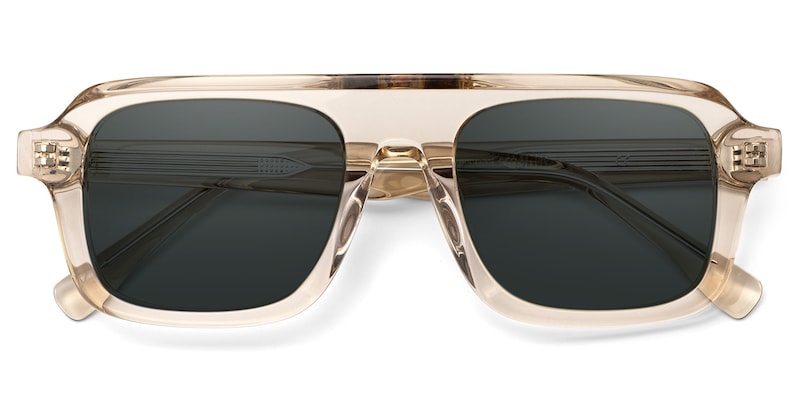 Nomad Rectangle Champagne Polarized Sunglasses