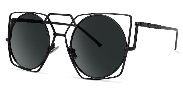 Evette Geometric Black Glasses