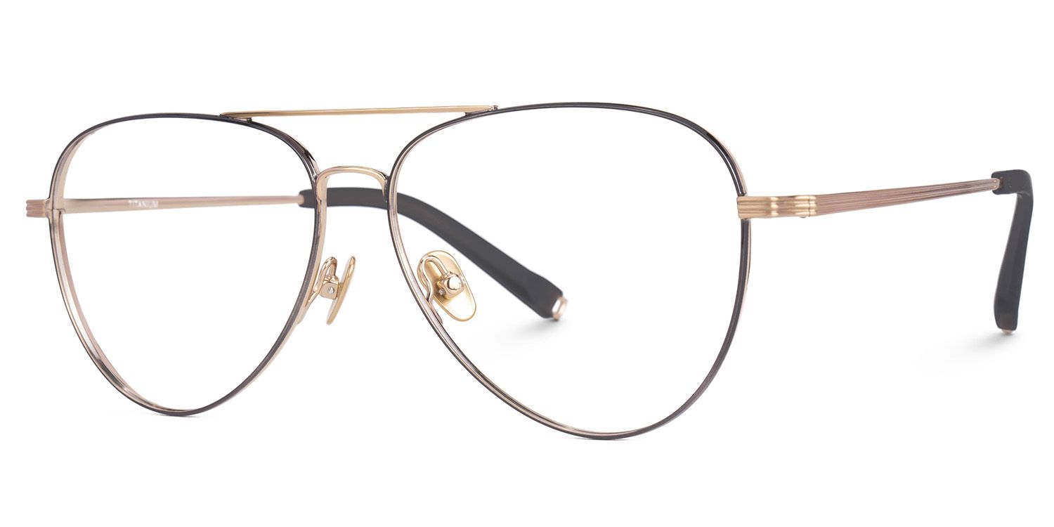 Vernell Thin Black and Gold Prescription Glasses in Aviator Design1